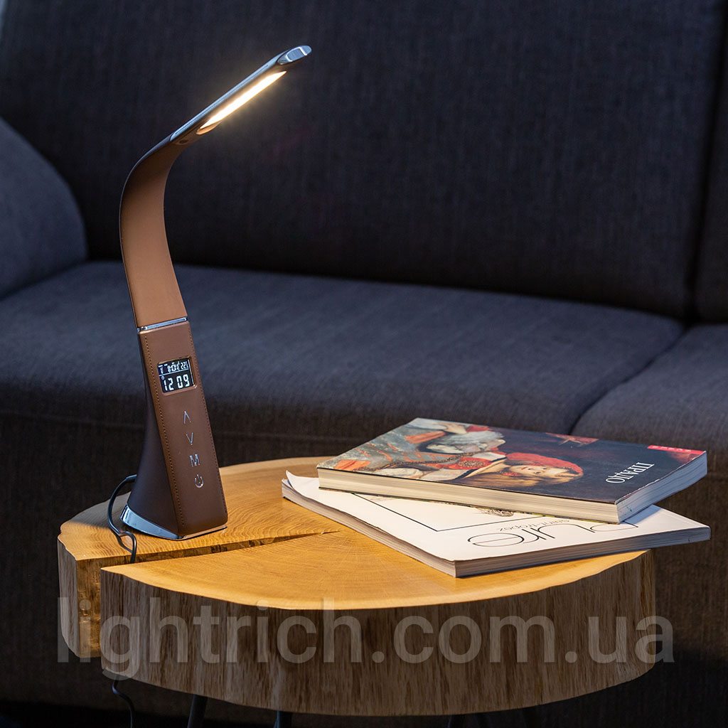Настольная светодиодная лампа Lightrich H19 с дисплеем, Black Настільна лампа Lightrich H19 з дисплеєм та акумулятором, Brown